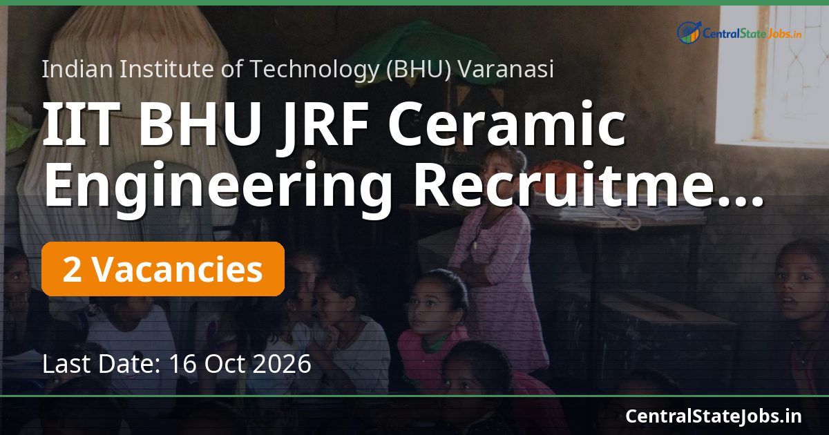 IIT BHU JRF Ceramic Engineering Recruitment 2026