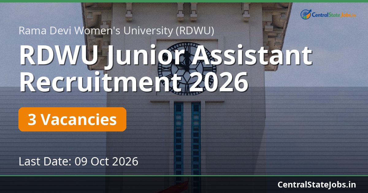 RDWU Junior Assistant Recruitment 2026