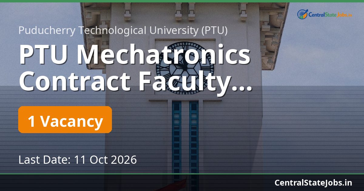 PTU Mechatronics Contract Faculty Recruitment 2026
