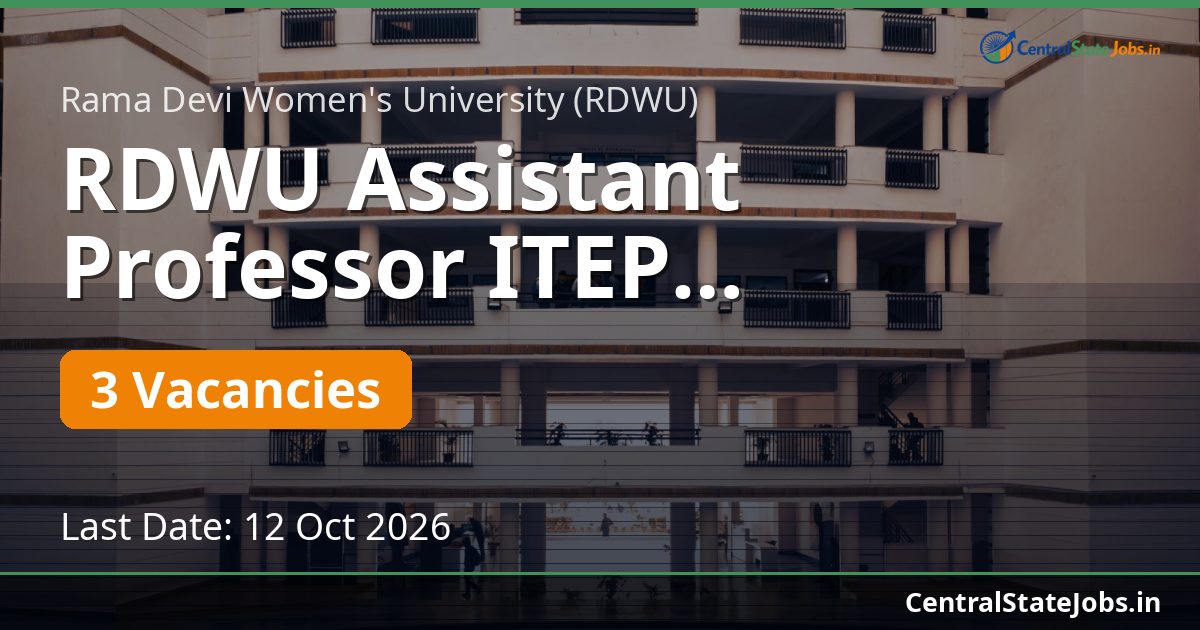 RDWU Assistant Professor ITEP Recruitment 2026