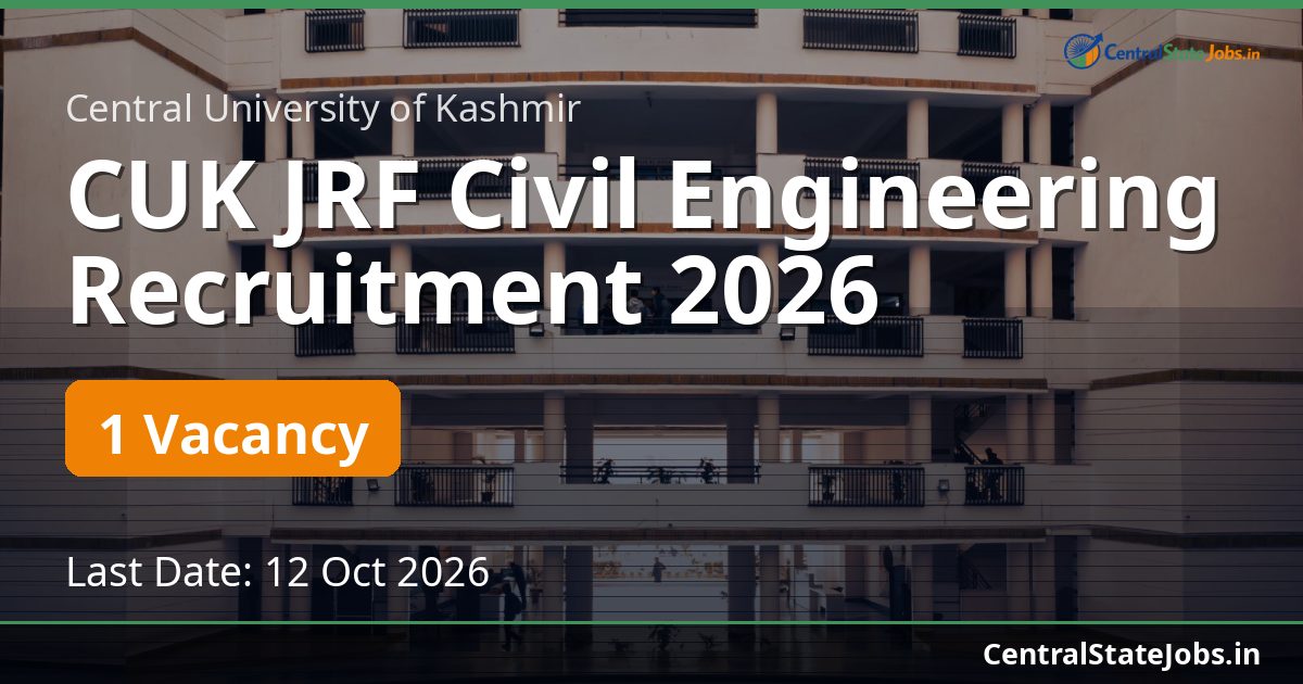 CUK JRF Civil Engineering Recruitment 2026