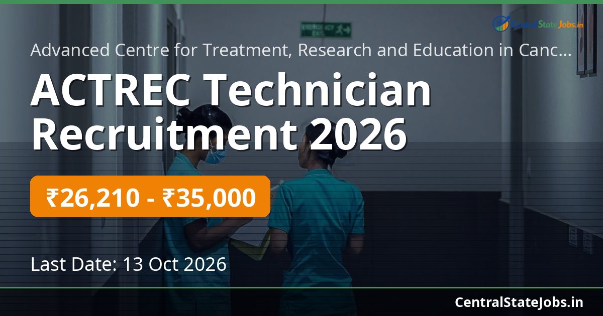 ACTREC Technician Recruitment 2026