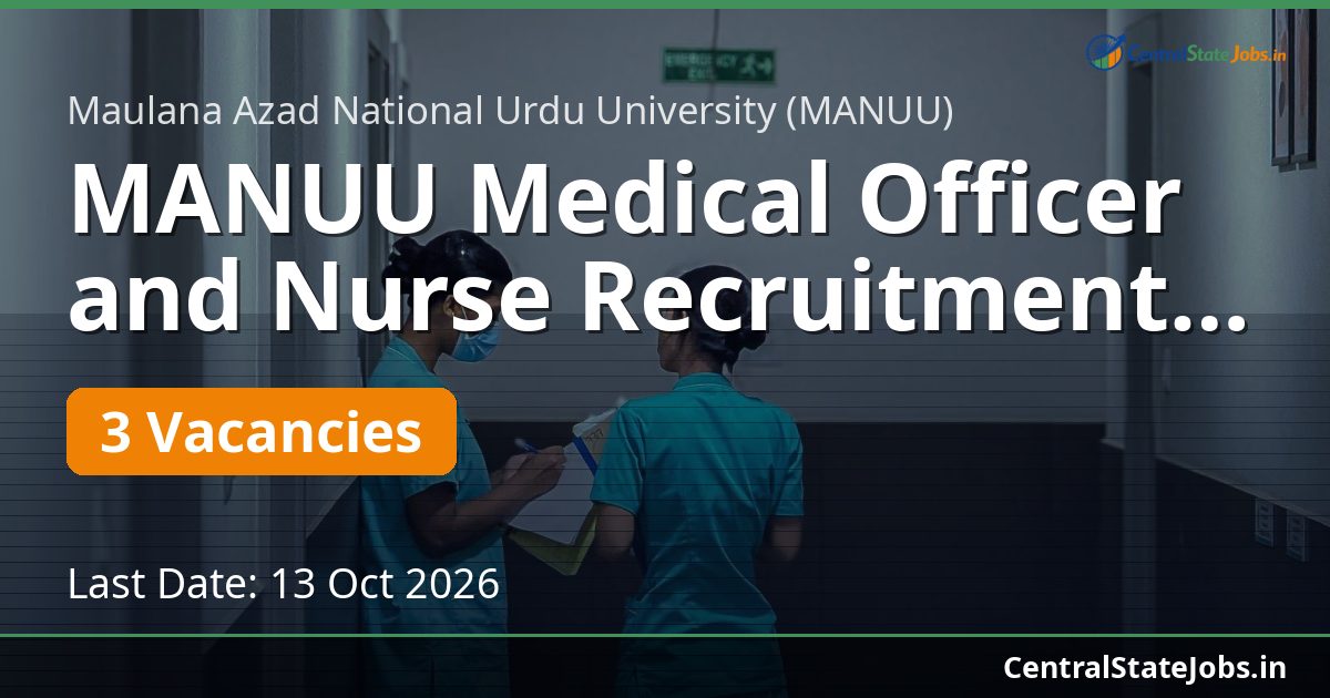 MANUU Medical Officer and Nurse Recruitment 2026