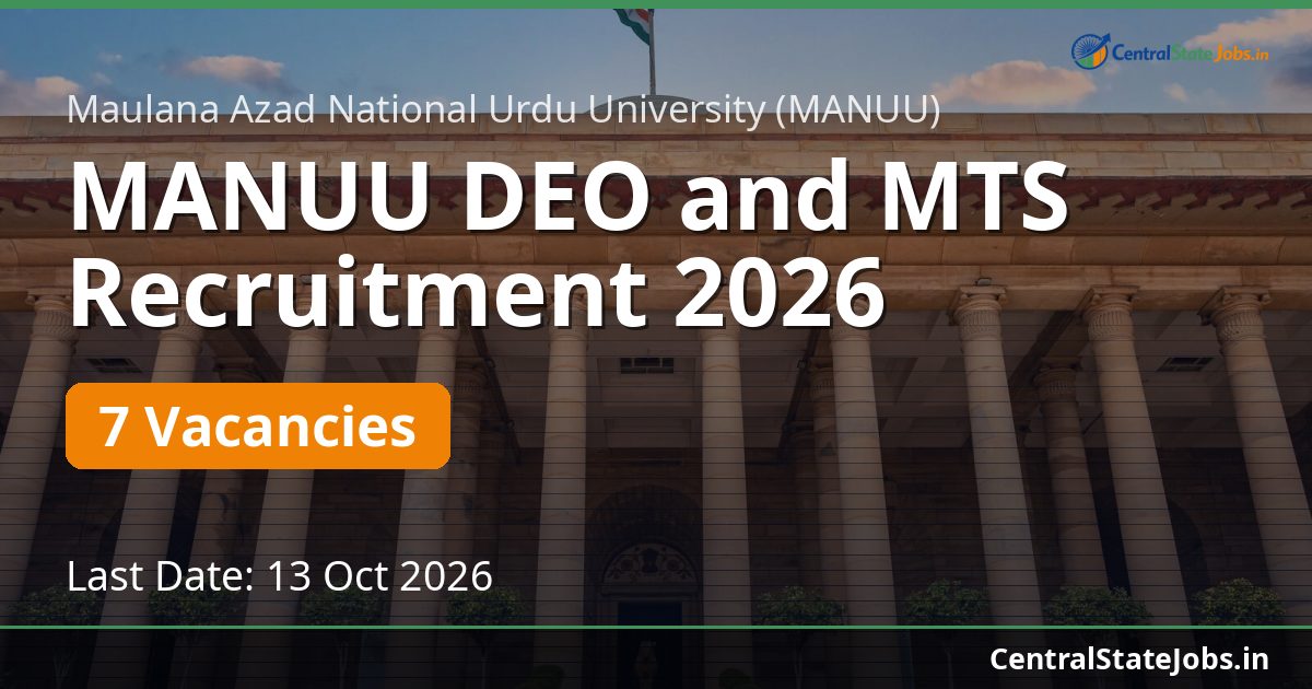 MANUU DEO and MTS Recruitment 2026