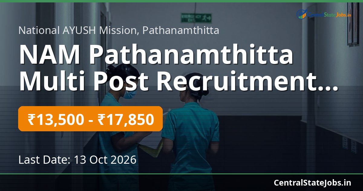 NAM Pathanamthitta Multi Post Recruitment 2026