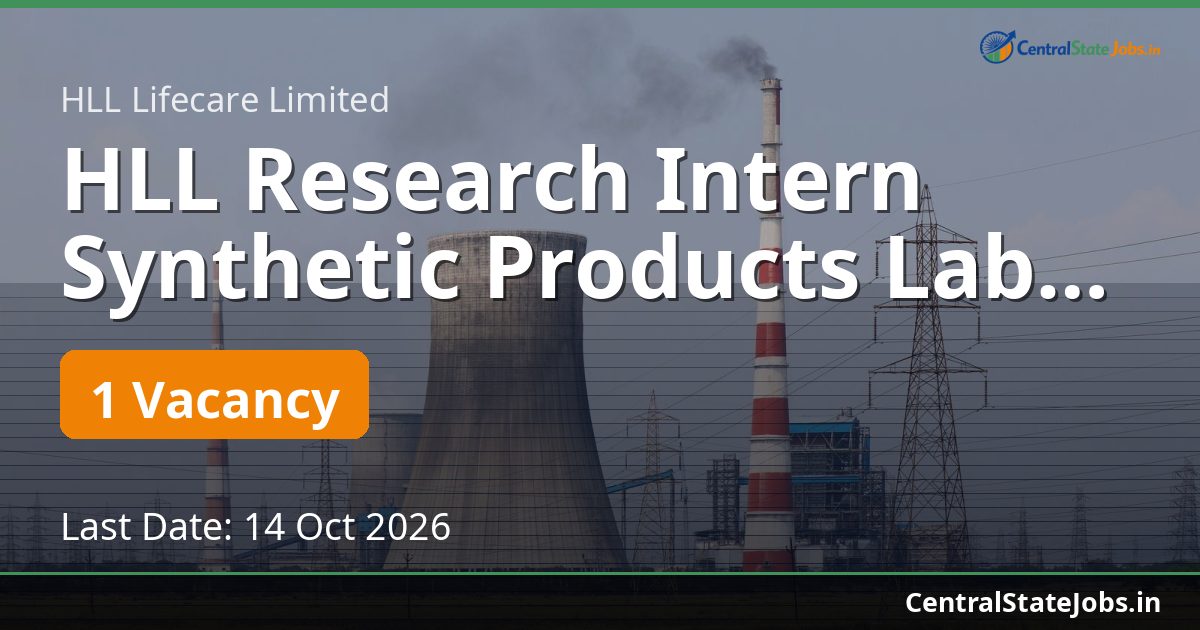 HLL Research Intern Synthetic Products Lab Recruitment 2026
