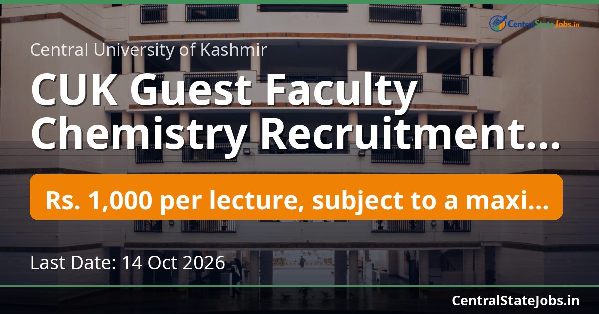 CUK Guest Faculty Chemistry Recruitment 2026