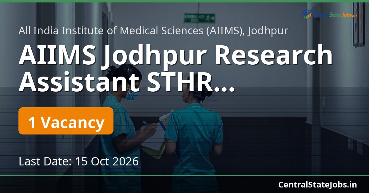 AIIMS Jodhpur Research Assistant STHR Recruitment 2026