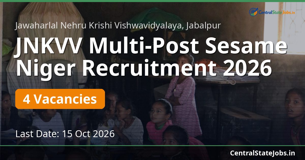 JNKVV Multi-Post Sesame Niger Recruitment 2026