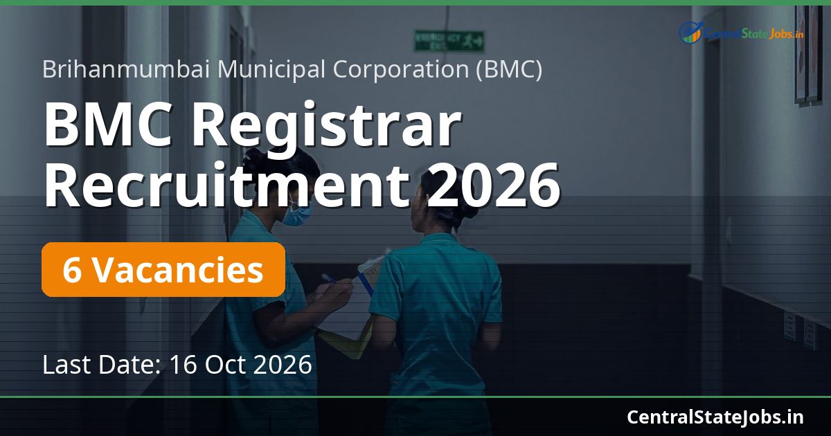 BMC Registrar Recruitment 2026