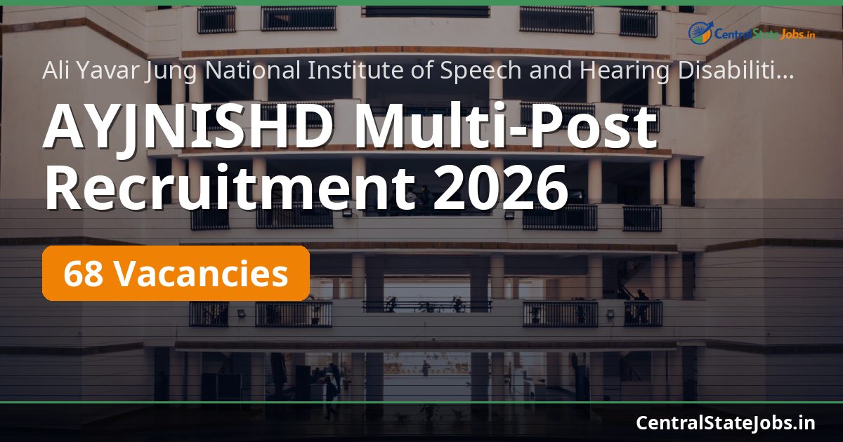 AYJNISHD Multi-Post Recruitment 2026 — 68 Vacancies
