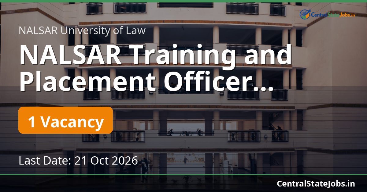 NALSAR Training and Placement Officer Recruitment 2026