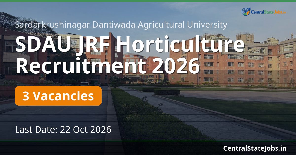 SDAU JRF Horticulture Recruitment 2026