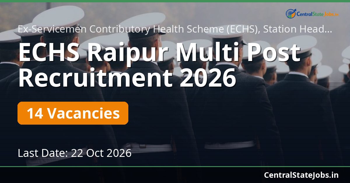ECHS Raipur Multi Post Recruitment 2026