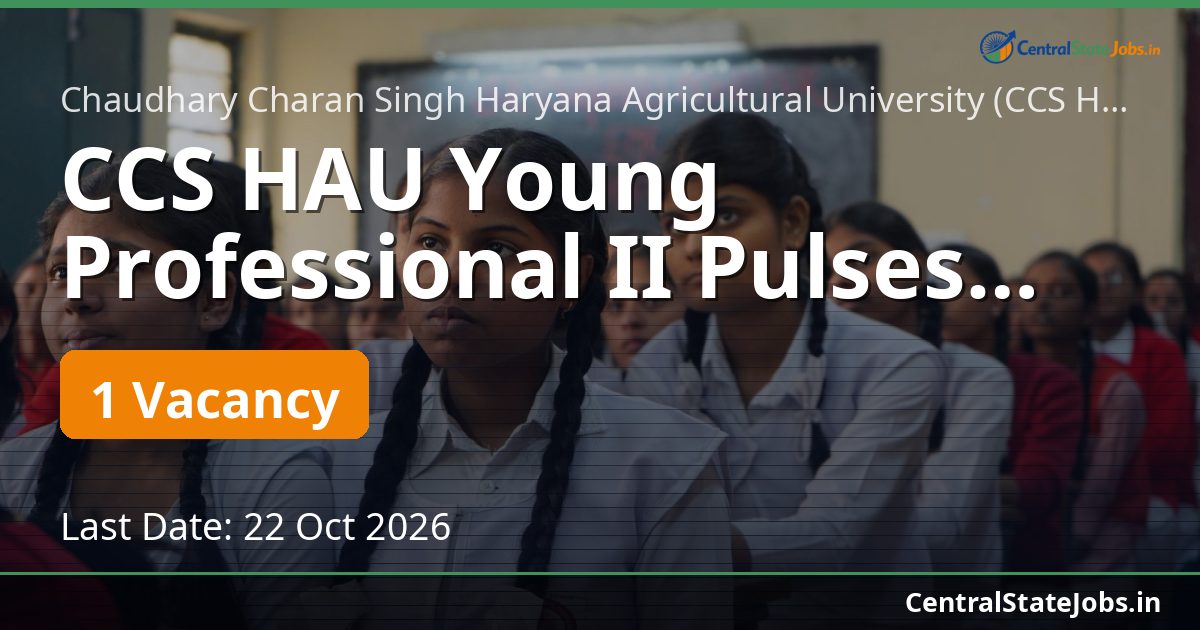 CCS HAU Young Professional II Pulses Recruitment 2026