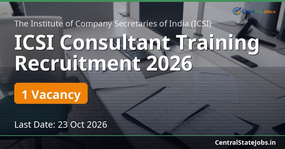 ICSI Consultant Training Recruitment 2026