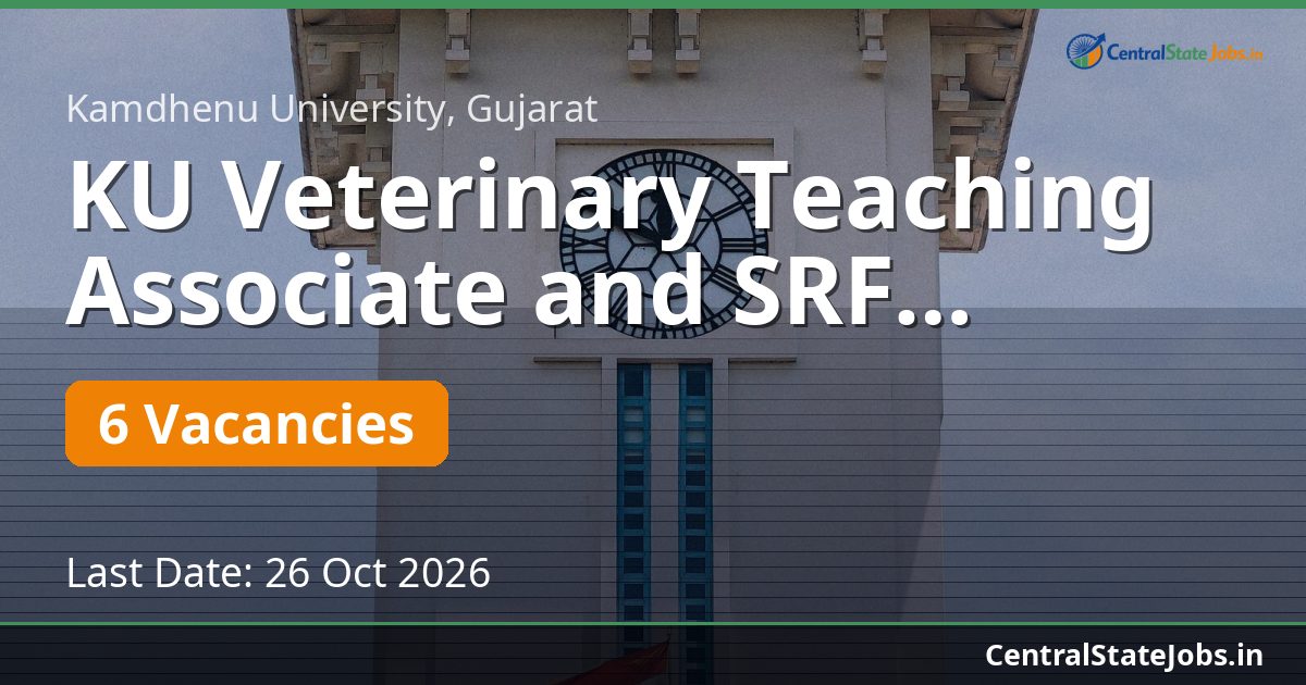 KU Veterinary Teaching Associate and SRF Recruitment 2026