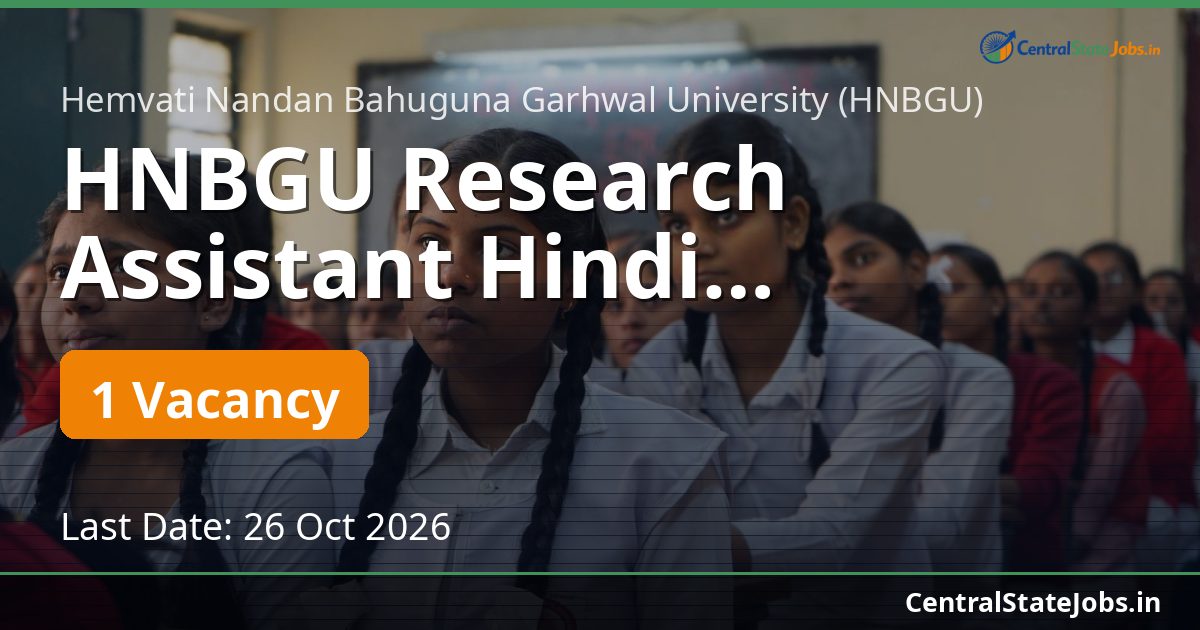HNBGU Research Assistant Hindi Recruitment 2026