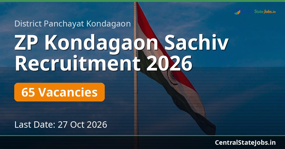 ZP Kondagaon Sachiv Recruitment 2026 — 65 Vacancies
