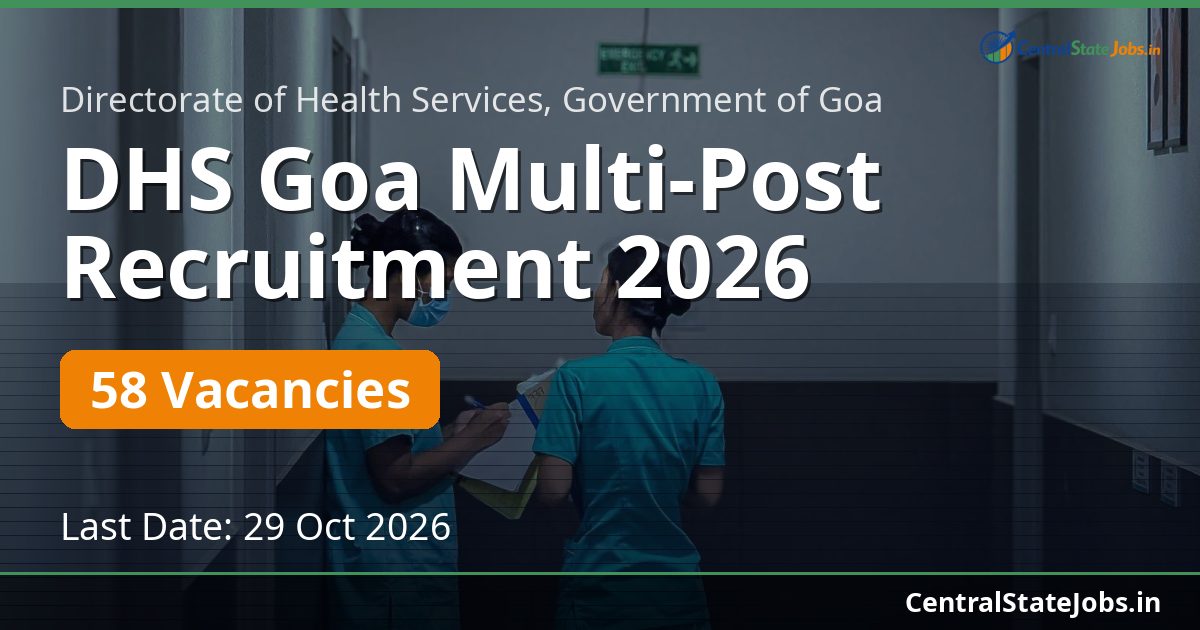DHS Goa Multi-Post Recruitment 2026 — 58 Vacancies