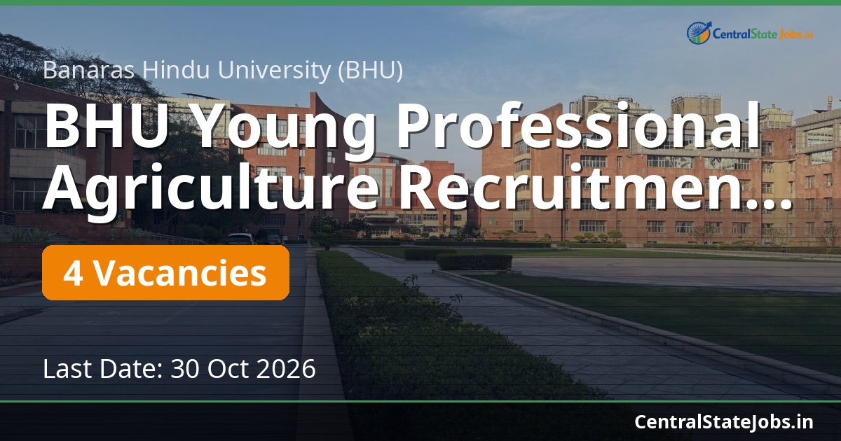 BHU Young Professional Agriculture Recruitment 2026