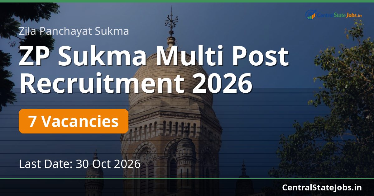 ZP Sukma Multi Post Recruitment 2026