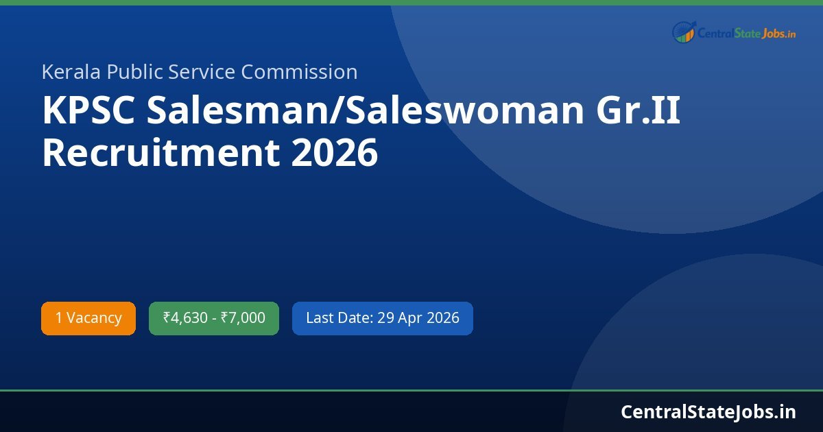 KPSC Salesman/Saleswoman Gr.II Recruitment 2026