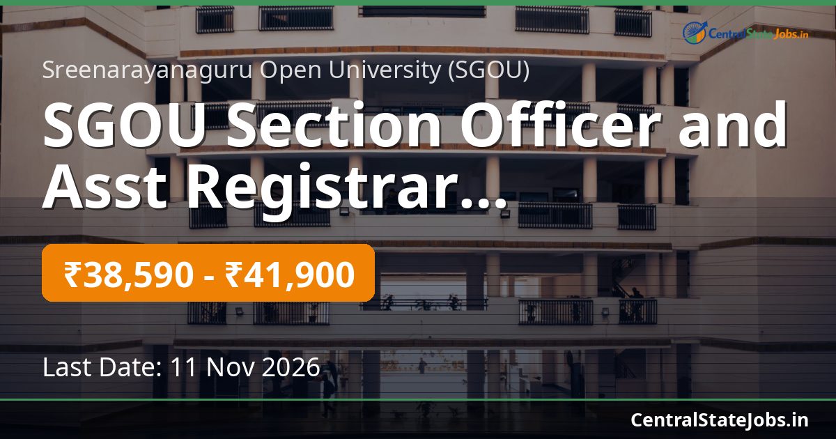 SGOU Section Officer and Asst Registrar Recruitment 2026