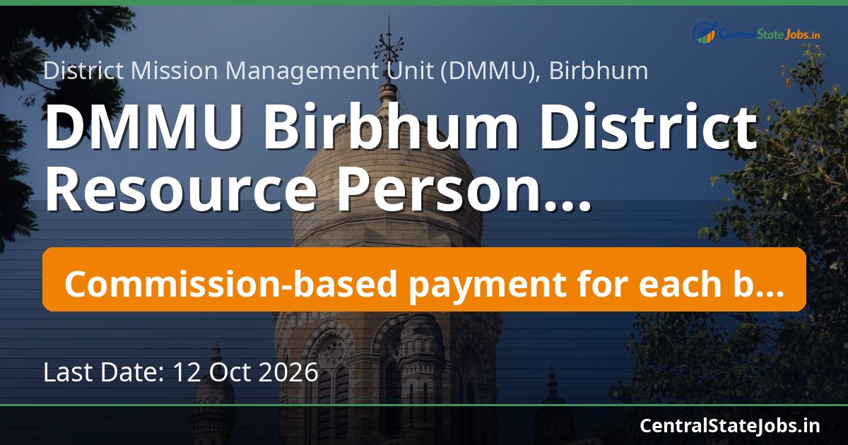 DMMU Birbhum District Resource Person Recruitment 2026