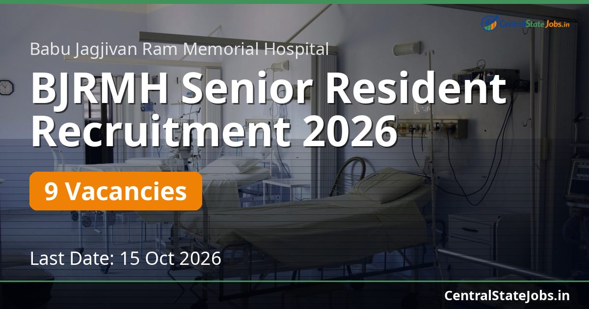 BJRMH Senior Resident Recruitment 2026
