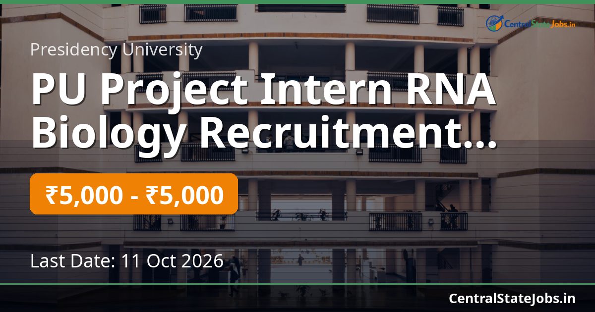 PU Project Intern RNA Biology Recruitment 2026