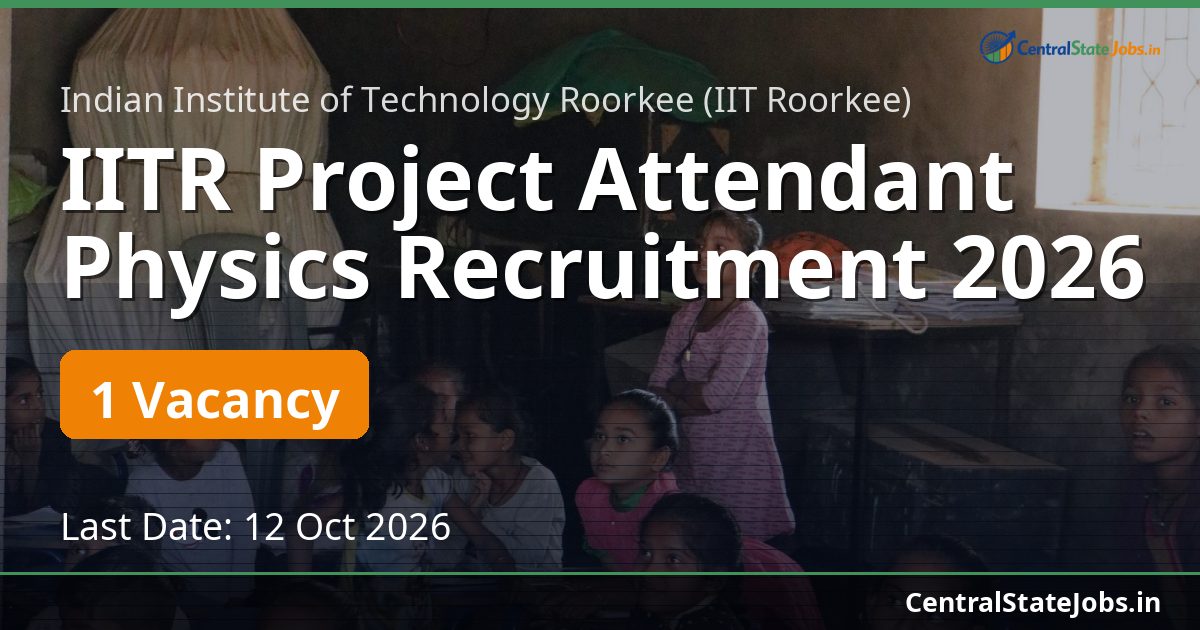 IITR Project Attendant Physics Recruitment 2026