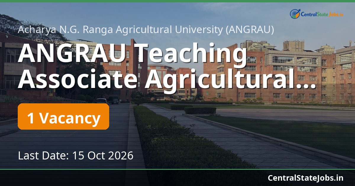 ANGRAU Teaching Associate Agricultural Economics 2026