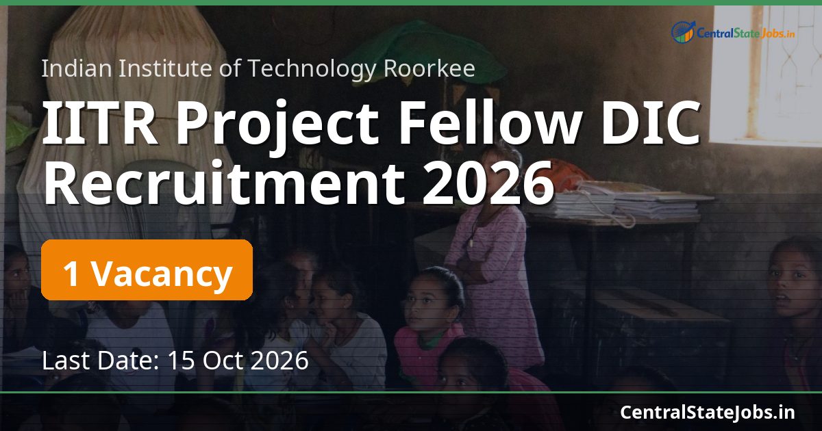 IITR Project Fellow DIC Recruitment 2026