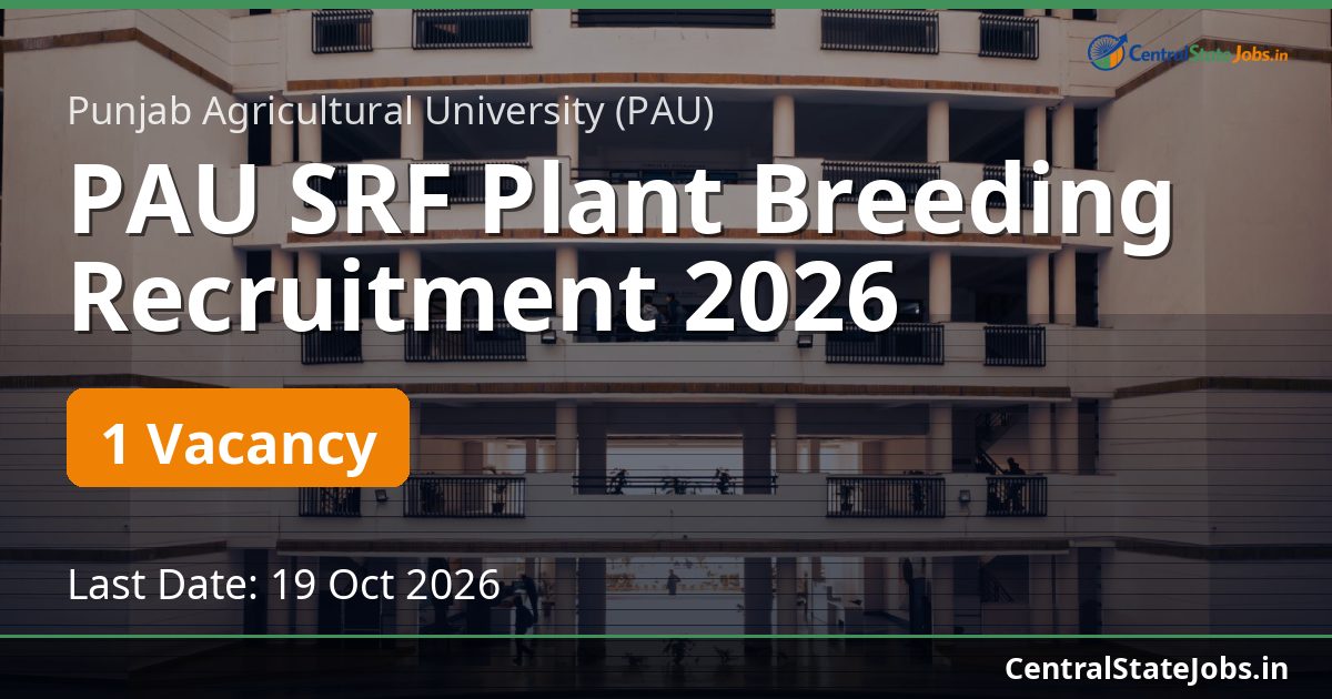 PAU SRF Plant Breeding Recruitment 2026