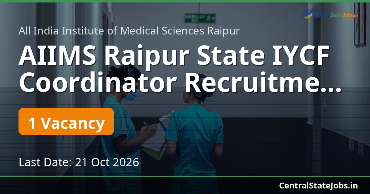 AIIMS Raipur State IYCF Coordinator Recruitment 2026