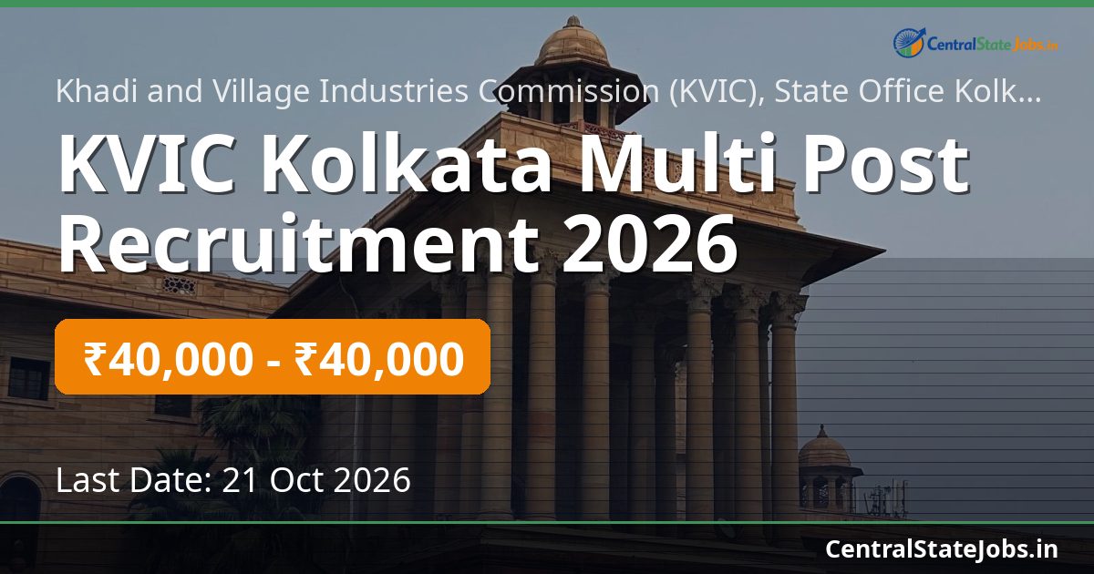 KVIC Kolkata Multi Post Recruitment 2026