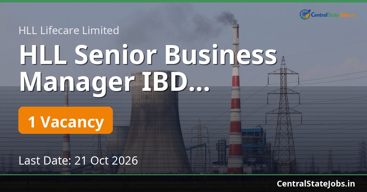 HLL Senior Business Manager IBD Recruitment 2026