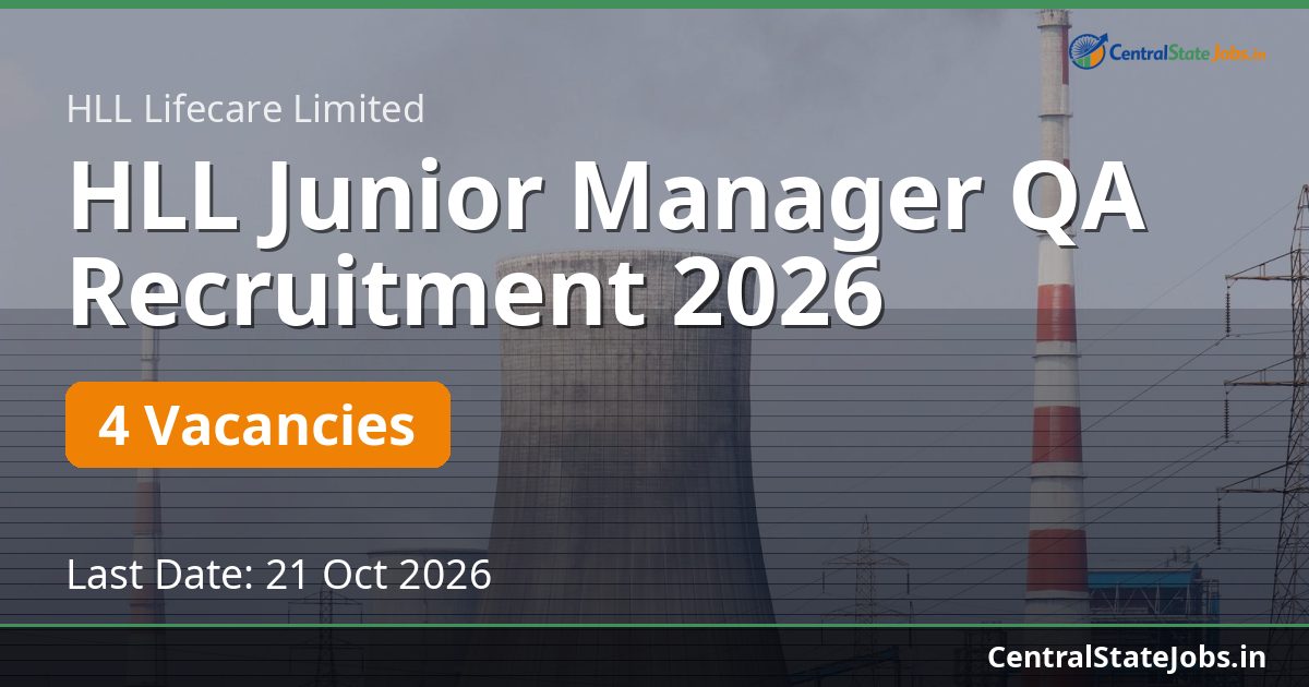 HLL Junior Manager QA Recruitment 2026