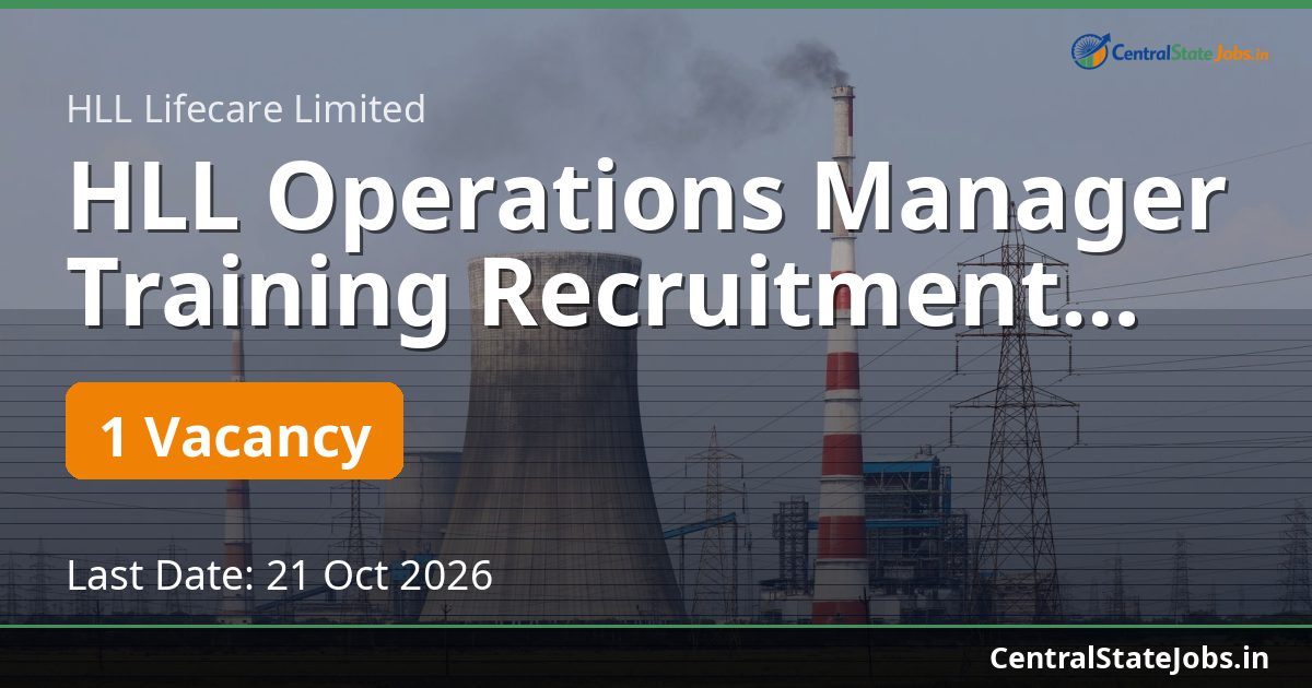 HLL Operations Manager Training Recruitment 2026