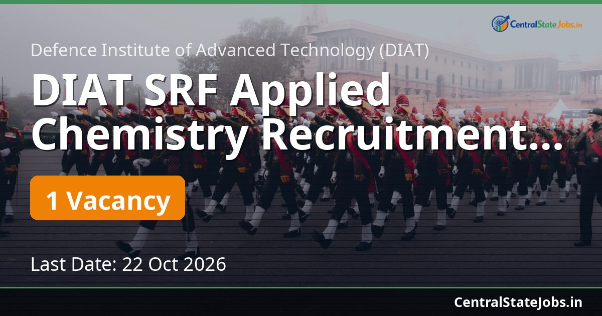 DIAT SRF Applied Chemistry Recruitment 2026