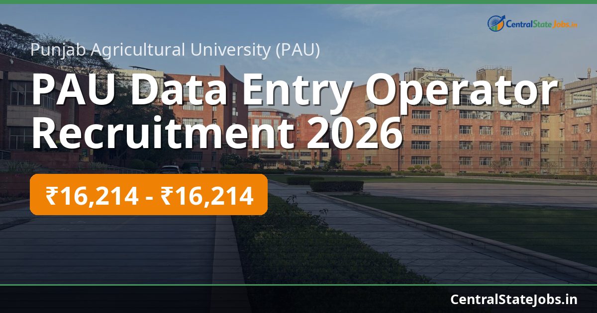 PAU Data Entry Operator Recruitment 2026