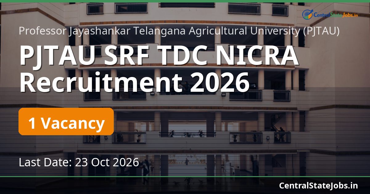 PJTAU SRF TDC NICRA Recruitment 2026