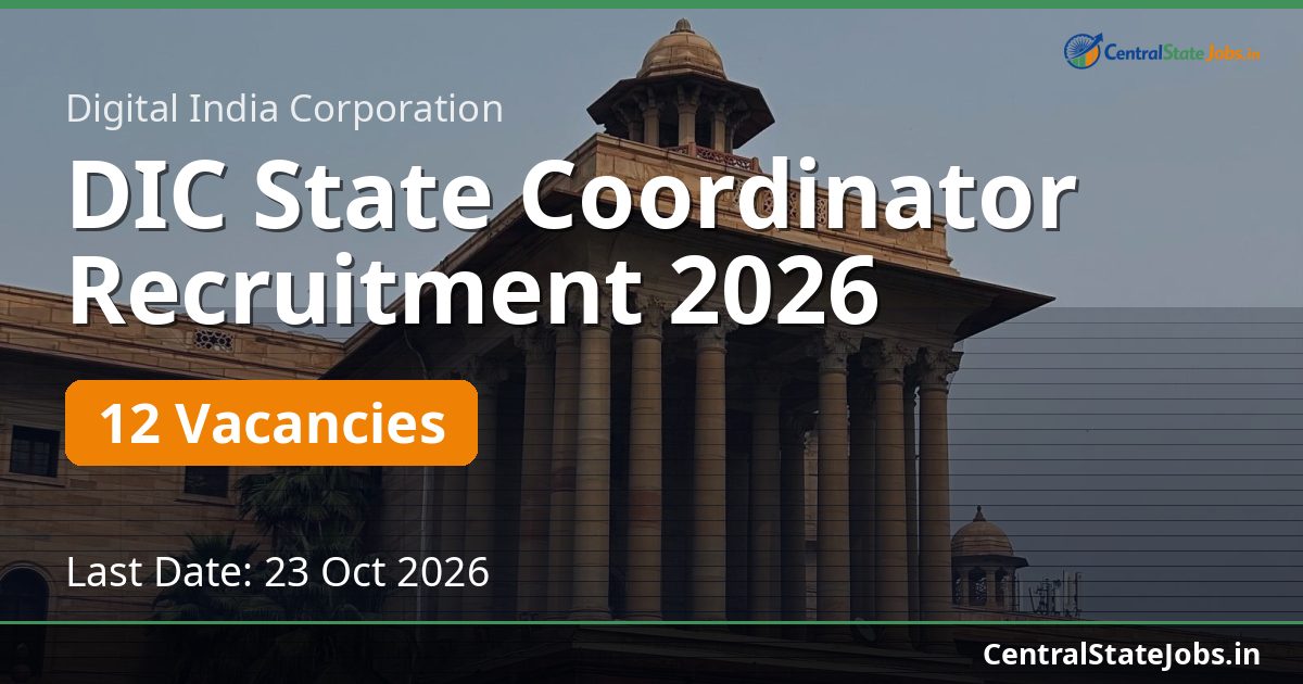 DIC State Coordinator Recruitment 2026