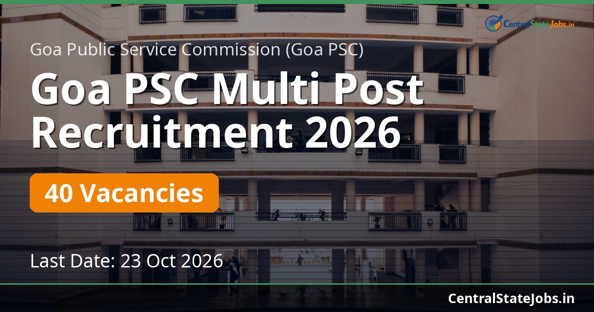 Goa PSC Multi Post Recruitment 2026 — 40 Vacancies