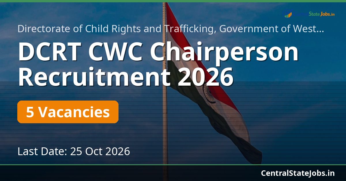 DCRT CWC Chairperson Recruitment 2026