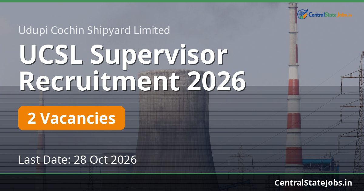 UCSL Supervisor Recruitment 2026