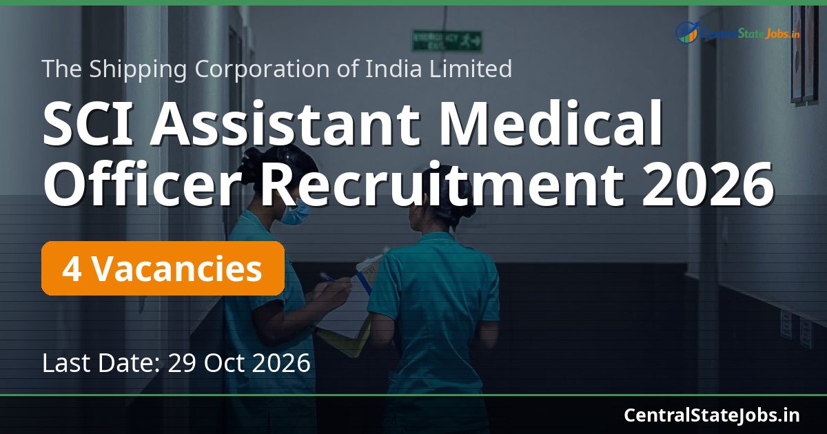 SCI Assistant Medical Officer Recruitment 2026