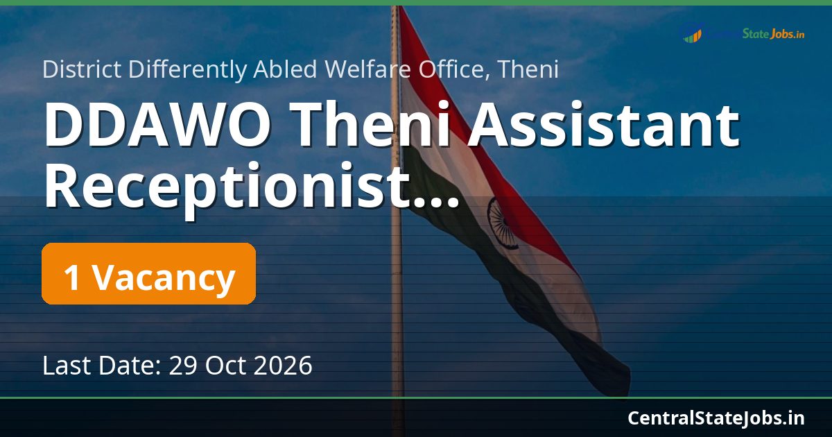 DDAWO Theni Assistant Receptionist Recruitment 2026