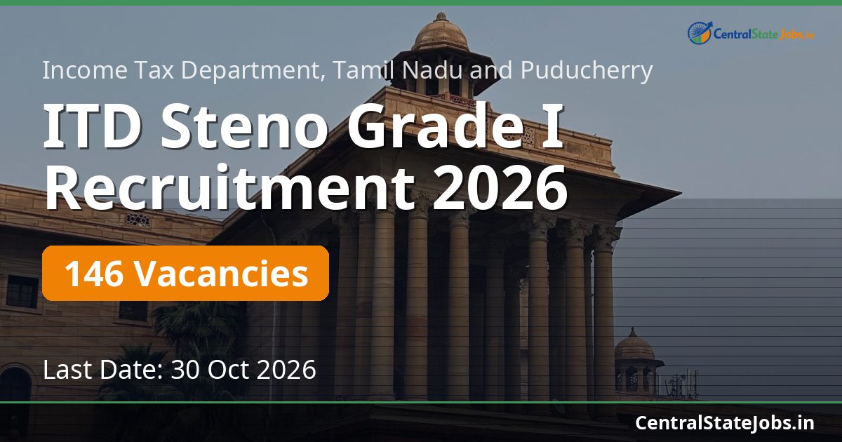 ITD Steno Grade I Recruitment 2026 — 146 Vacancies